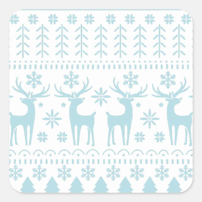 Arctic Blue Folk Art Winter Theme Square Sticker (Front)