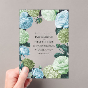 Arctic Blue, Frosted Pine & Cloud Moss Wedding Acrylic Invitations