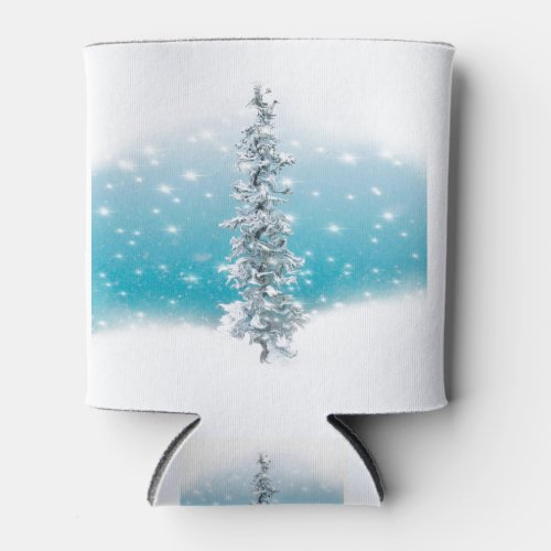 Arctic blue frozen frosty silver sparkle evergreen can cooler