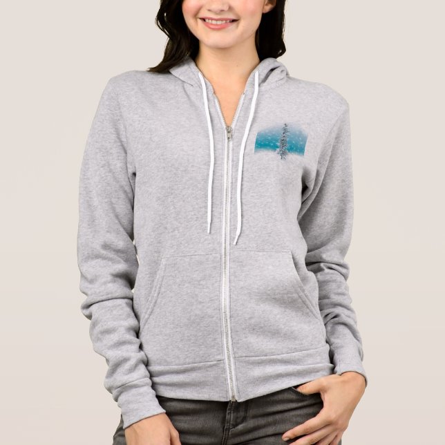 Arctic blue frozen frosty silver sparkle evergreen hoodie (Front)
