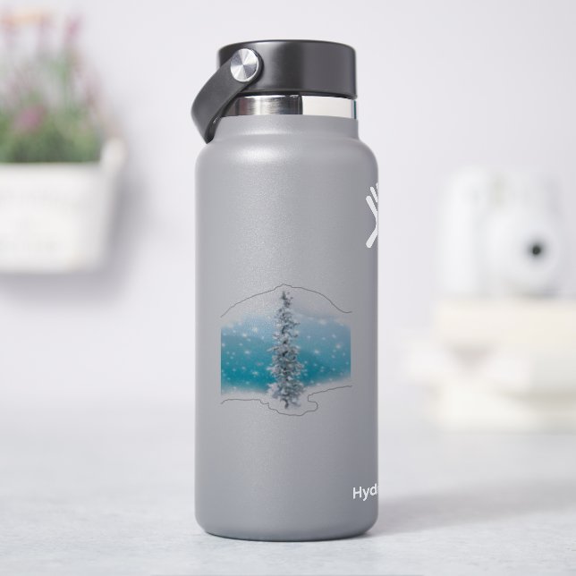 Arctic blue frozen frosty silver sparkle evergreen sticker (HydroFlask)