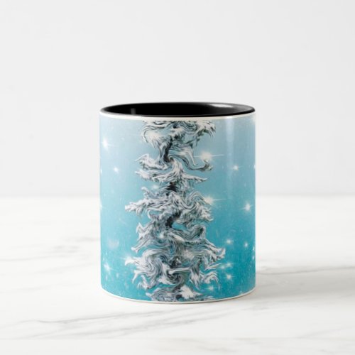 Arctic blue frozen frosty silver sparkle evergreen Two_Tone coffee mug