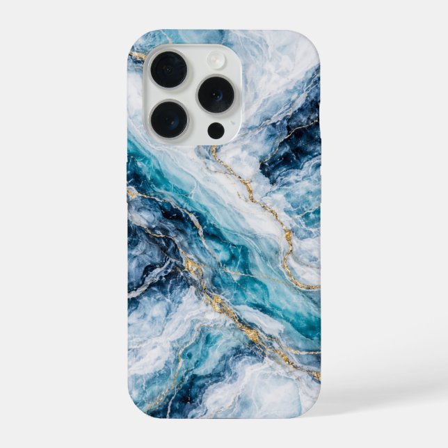 Arctic Blue Marble Phone Case Icy White Teal Swirl (Back)
