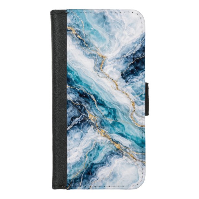Arctic Blue Marble Phone Case Icy White Teal Swirl (Front)