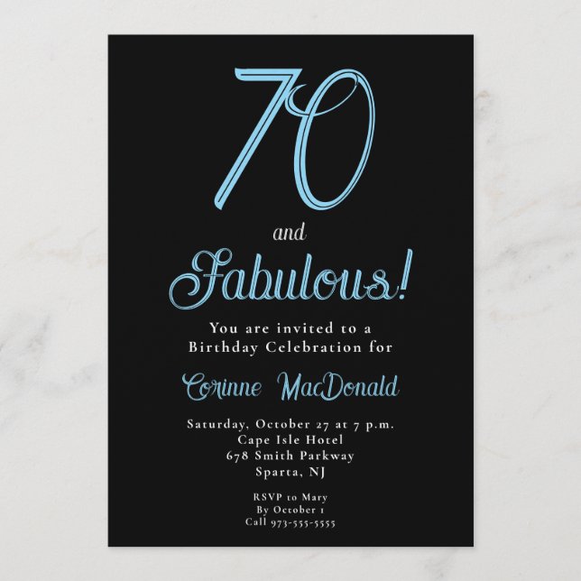 Arctic Blue Seventy and Fabulous 70th Birthday Invitation (Front)
