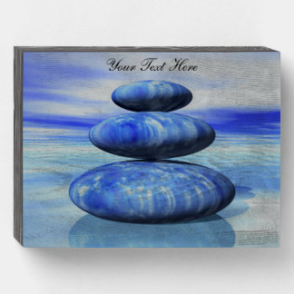 Arctic Blue Zen Stones Balance Poster Wooden Box Sign