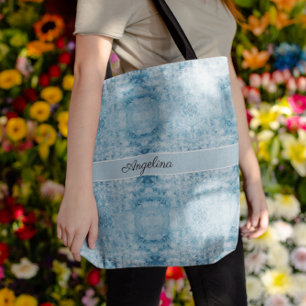 Arctic Carryall   Blue & White Feather Pattern Tote Bag