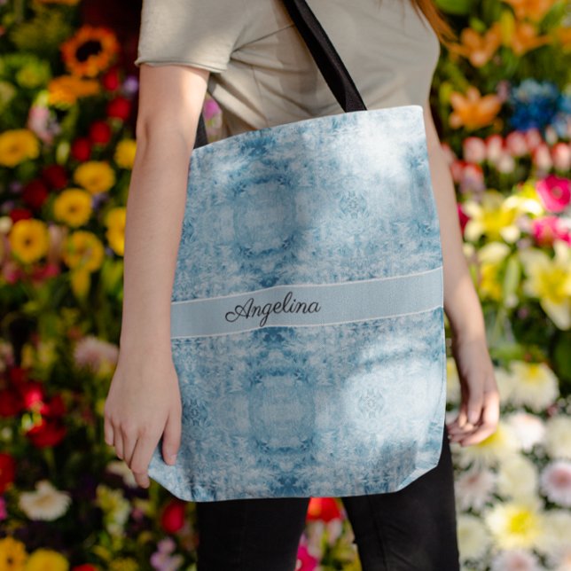 Arctic Carryall | Blue & White Feather Pattern Tote Bag (Creator Uploaded)