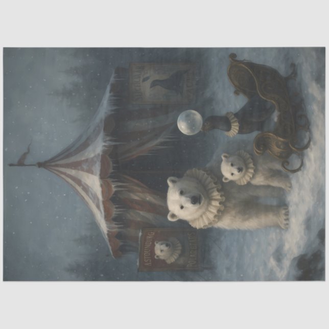 Arctic Circus Polar Bear Winter Carnival Decoupage Tissue Paper (Front)