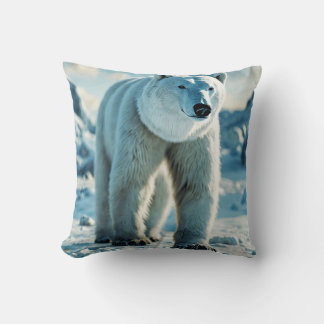 Arctic Climate Bear Throw Pillow
