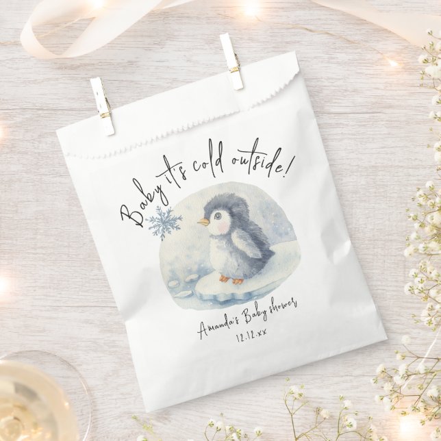 Arctic cute Penguin - baby it's cold outside Favor Bag (Clipped)