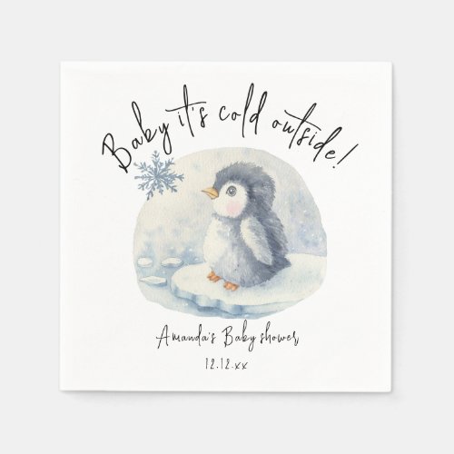 Arctic cute Penguin _ baby its cold outside Napkins