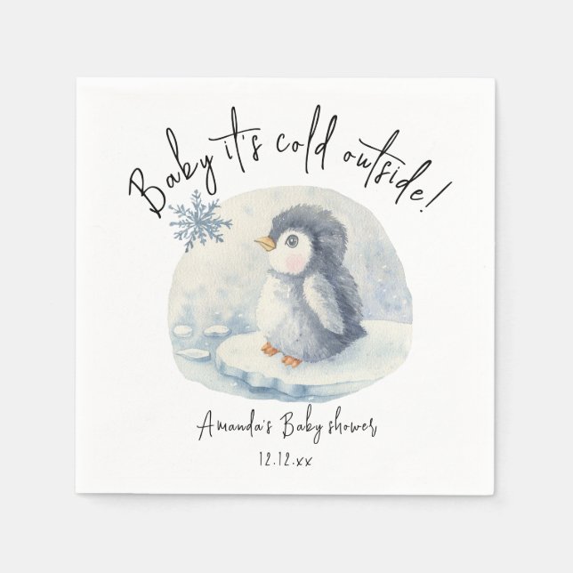 Arctic cute Penguin - baby it's cold outside Napkins (Front)