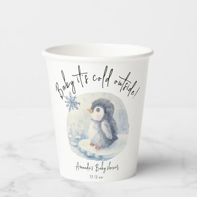 Arctic cute Penguin - baby it's cold outside Paper Cups (Front)