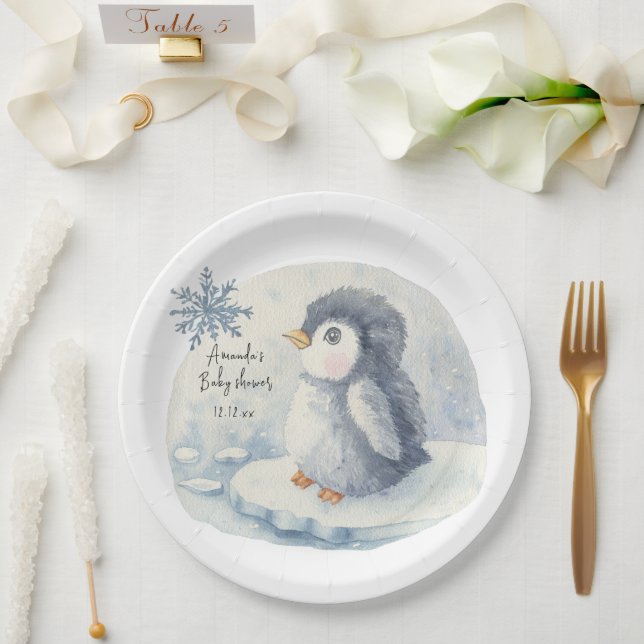 Arctic cute Penguin  Paper Plates (Wedding)