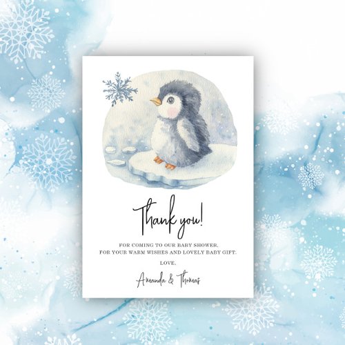 Arctic cute Penguin thank you baby shower 