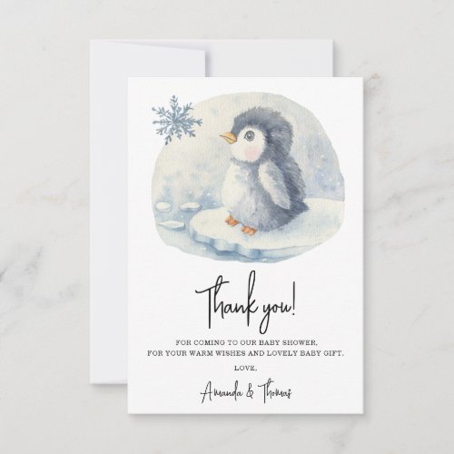 Arctic cute Penguin thank you baby shower 