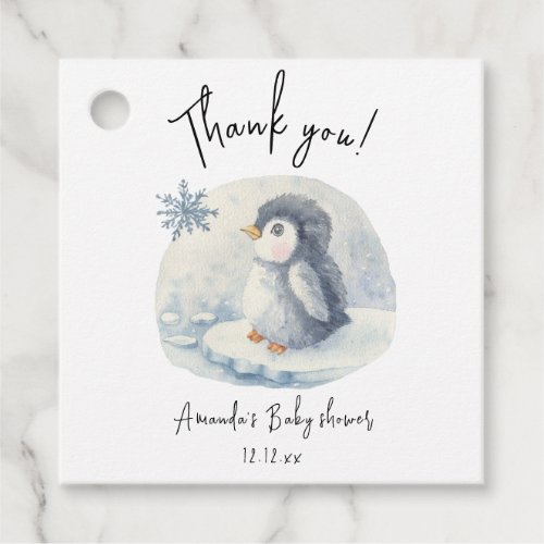 Arctic cute Penguin thank you baby shower  Favor Tags