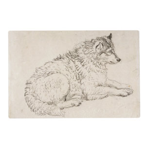 Arctic Dog, Facing Right (pencil on paper) Placemat