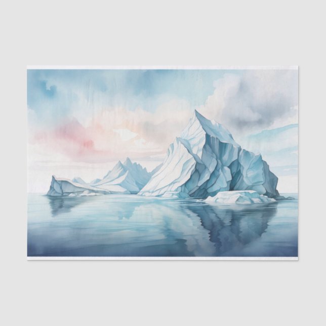 Arctic Dreams, Frozen Elegance, Watercolor Iceberg Tissue Paper (Front)