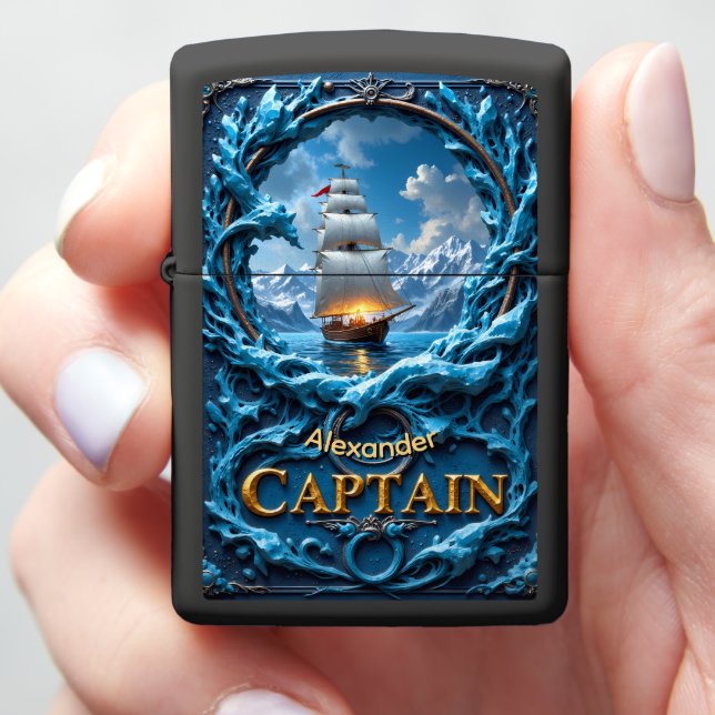Arctic Expedition Captain's Custom Zippo Lighter (In Hand)
