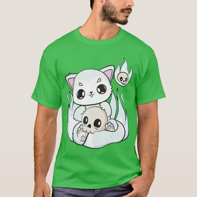 Arctic Fo Plays With Kawaii Halloweenoy For Horror T-Shirt (Front)