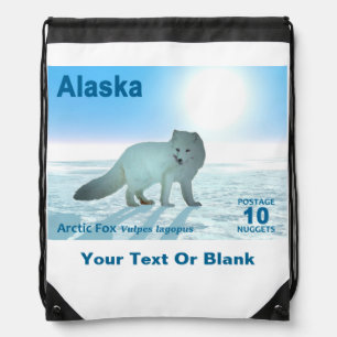 Arctic Fox - Alaska Postage Drawstring Bag
