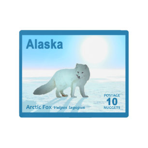 Arctic Fox - Alaska Postage Metal Print