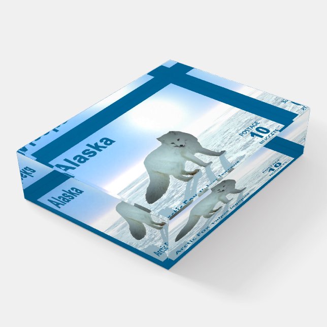Arctic Fox - Alaska Postage Paperweight (Angled)