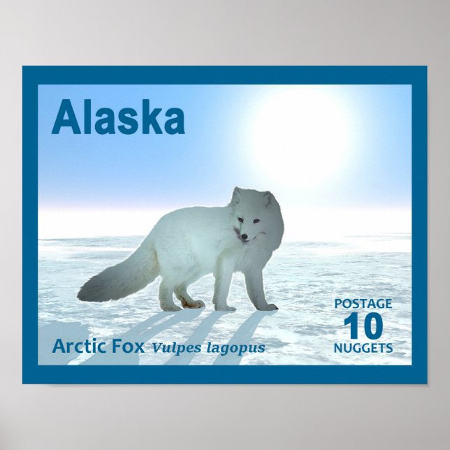 Arctic Fox - Alaska Postage Poster (Front)