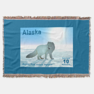 Arctic Fox - Alaska Postage Throw Blanket