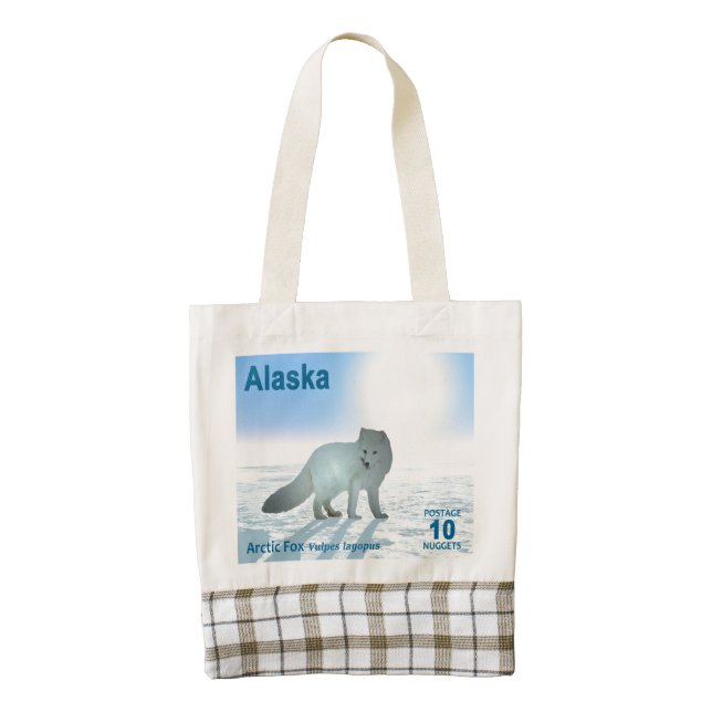 Arctic Fox - Alaska Postage Zazzle HEART Tote Bag (Front)