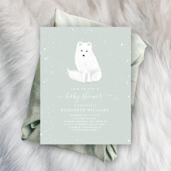Arctic Fox Baby Boy Winter Snow Blue Baby Shower I Invitation by JillsPaperie at Zazzle