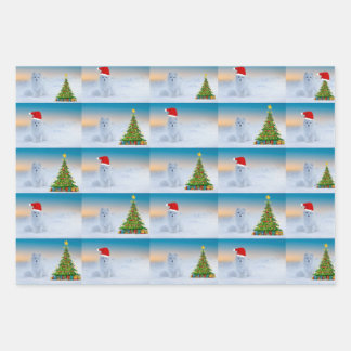 Arctic fox celebrates Christmas Wrapping Paper Sheets