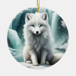 Arctic Fox Ceramic Ornament