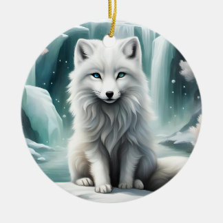 Arctic Fox Ceramic Ornament