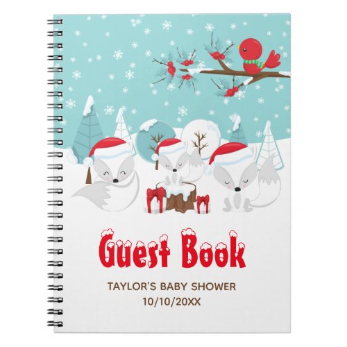 Arctic Fox Christmas Baby Shower Guest Book