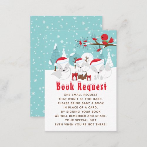 Arctic Fox Christmas Woodland Book Request Enclosure Card
