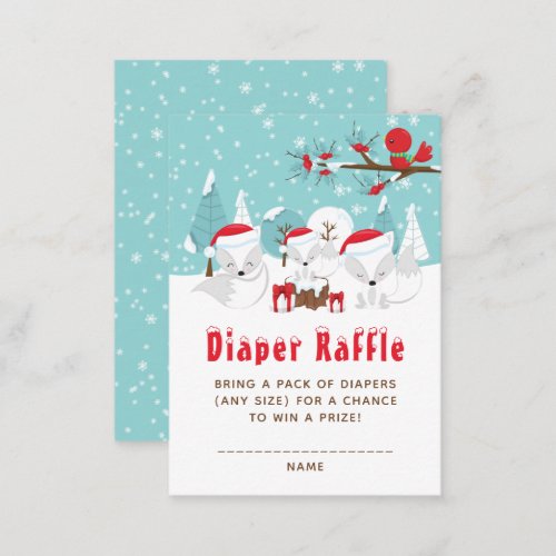 Arctic Fox Christmas Woodland Diaper Raffle Enclosure Card