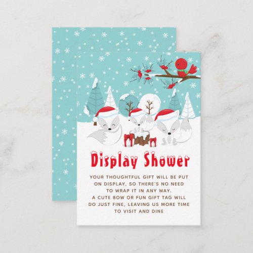 Arctic Fox Christmas Woodland Display Baby Shower Enclosure Card