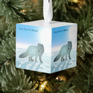 Arctic Fox Cube Ornament