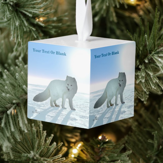 Arctic Fox Cube Ornament (Tree)