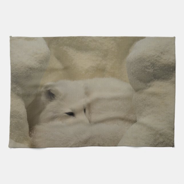 Arctic Fox Den Kitchen Towel (Horizontal)