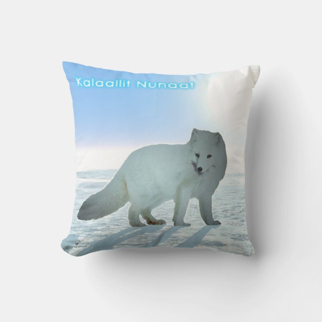 Arctic Fox - Greenland Throw Pillow (Front)