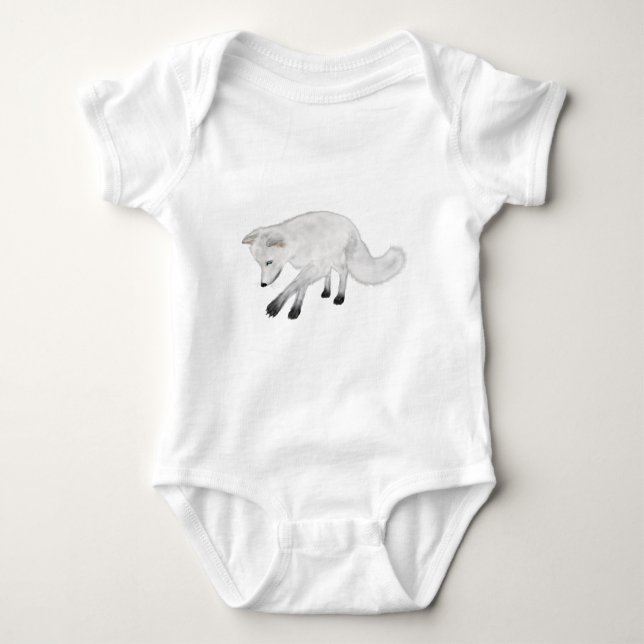 Arctic Fox Hunting Baby Bodysuit (Front)
