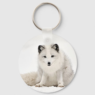 Arctic Fox in the Snow Keychain
