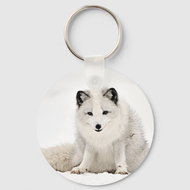 Arctic Fox in the Snow Keychain (Front)