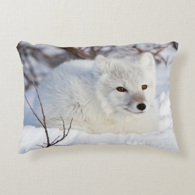 Arctic Fox in winter Decorative Pillow (Front)