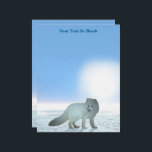 Arctic Fox Letterhead<br><div class="desc">White on white. A digital painting of an Arctic Fox (Vulpes lagopus) on the polar ice. The sun hangs low in the bright blue arctic sky. Do not stare at the sun as it can harm your eyes. Customize by adding your own text. The Arctic Fox is comfortable in deep...</div>