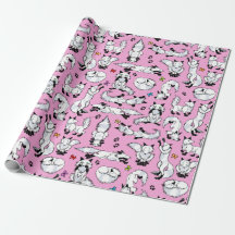 Arctic Fox on Pink Wrapping Paper